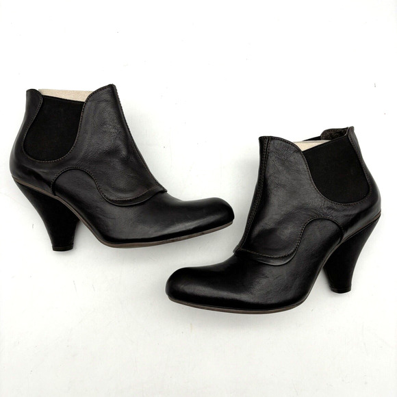 NEW Chocolate Negro Brown Genuine Leather Block Heel Chelsea Boot US8.5 EU39 - Picture 13 of 16